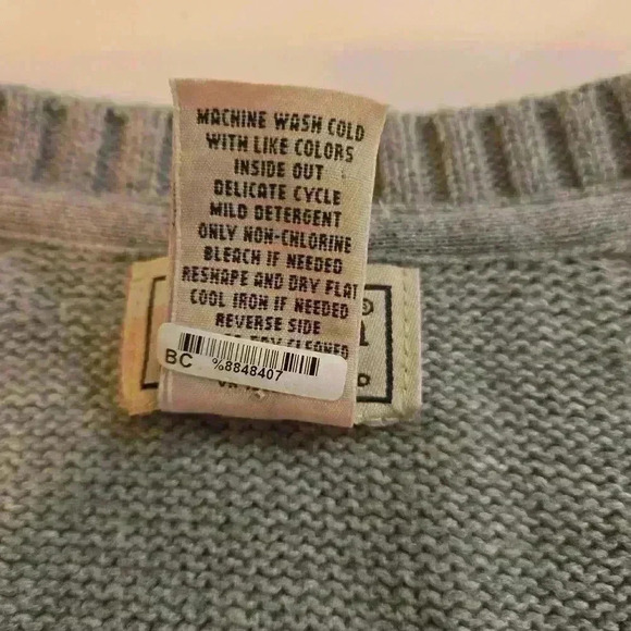 L.L. Bean Mens V-Neck 100% Cotton Pullover Sweater Blue Gray Size Large - Picture 9 of 9